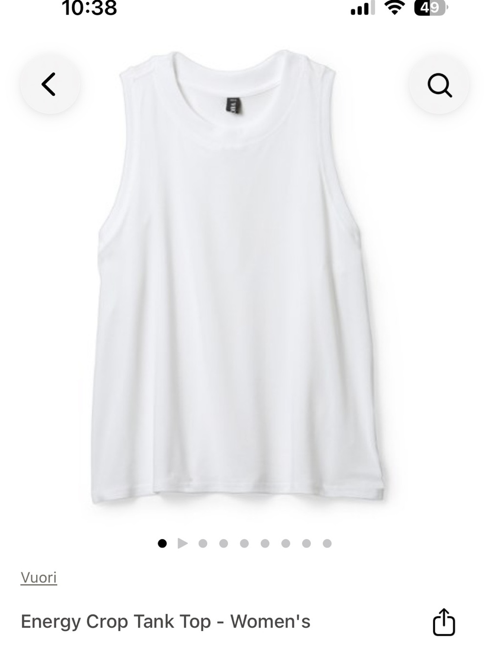 Vuori White Energy Crop Tank Top